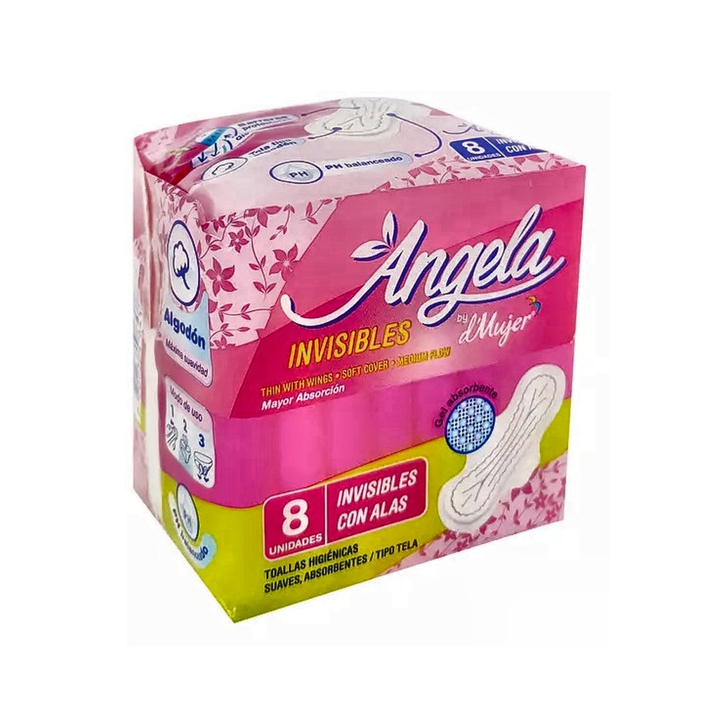 OFERTA 2 PAQ TOALLA HIGIENICA INVISIBLE ANGELA x 8 UNDS PACK