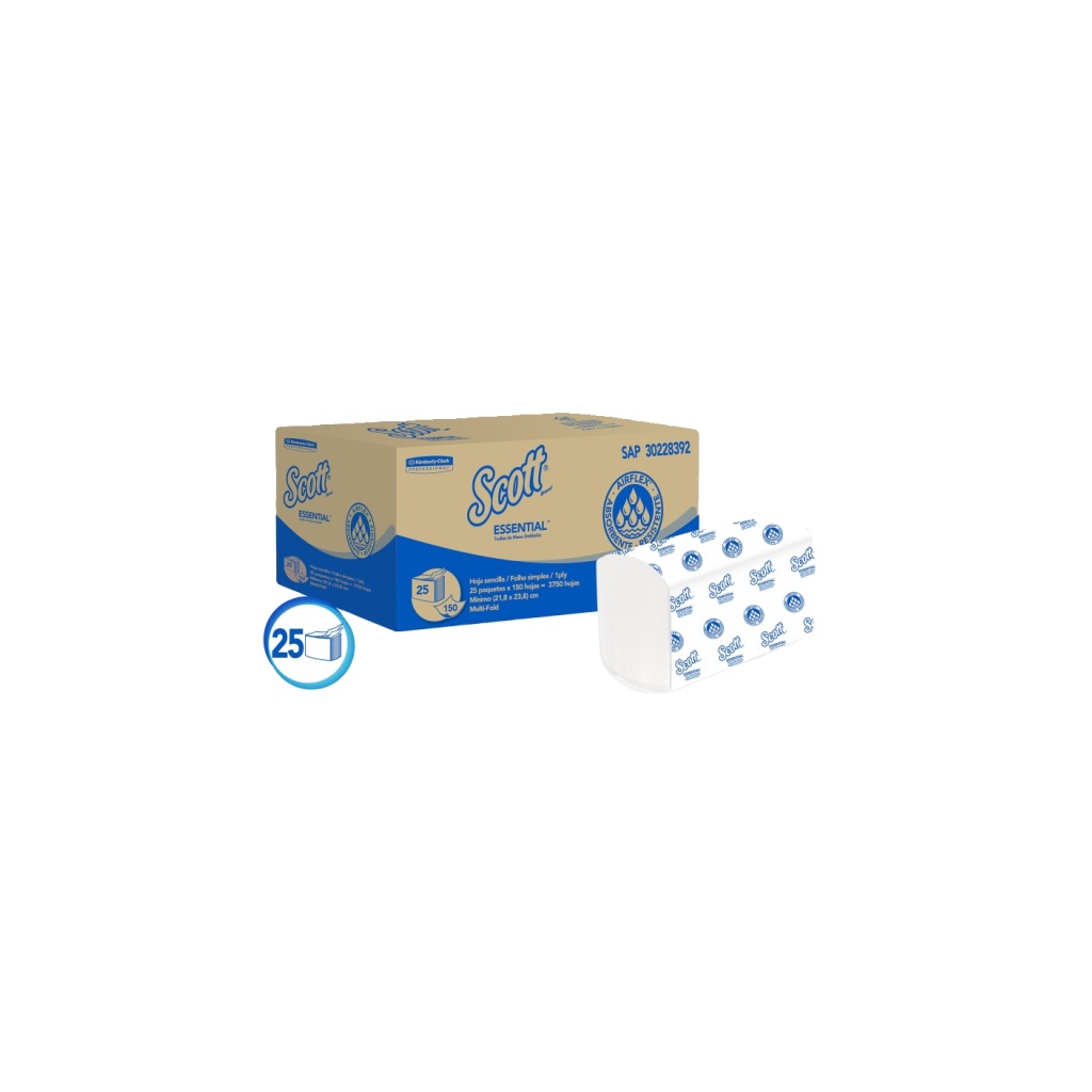 TOALLA SCOTT ESSENTIAL BL X150 UND 30228392 PC X25 UND