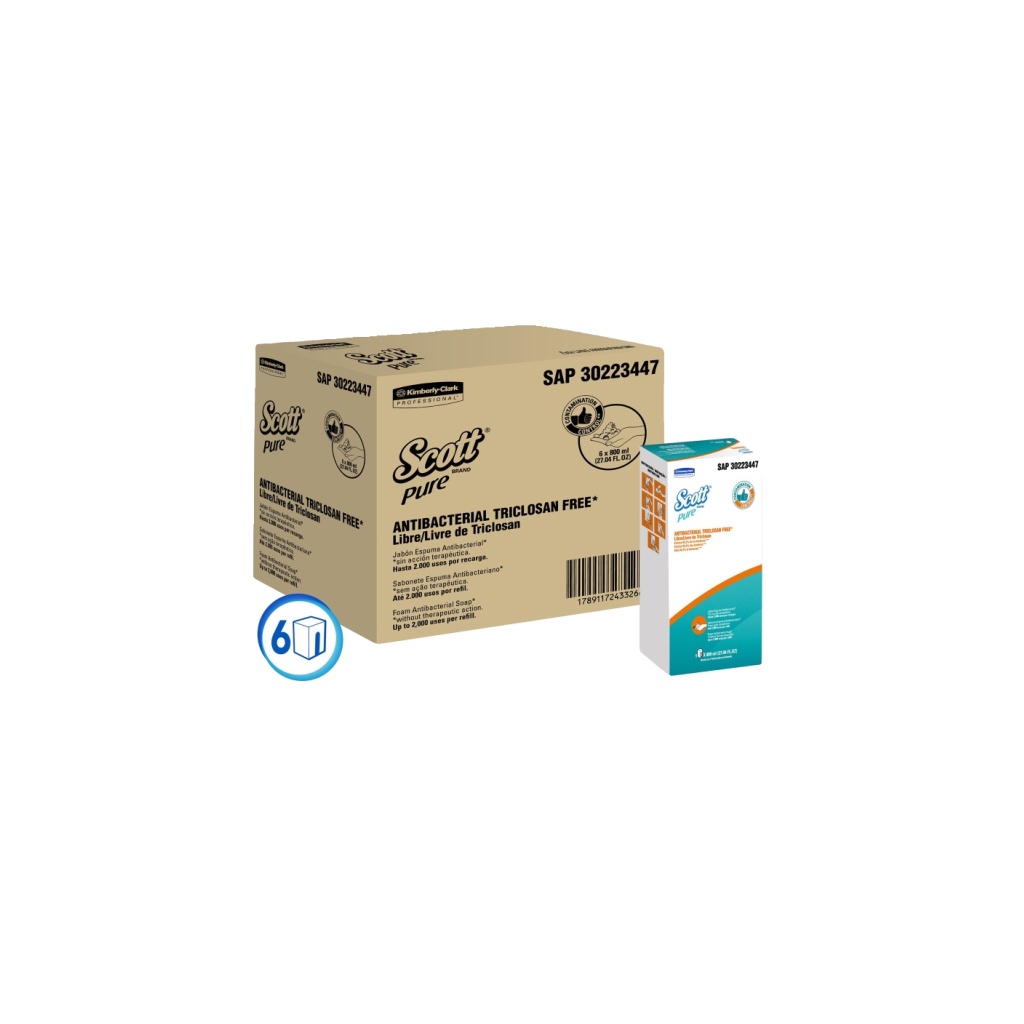 JABON ANTIBACTERIAL EN ESPUMA SCOTT PURE 30223447 BOL X 800CC