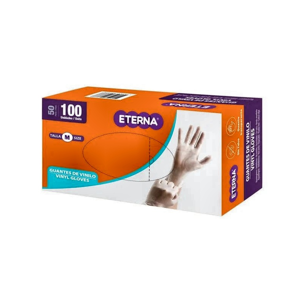 GUANTE VINILO T-M ETERNA 414000182 DISP x 100 UND
