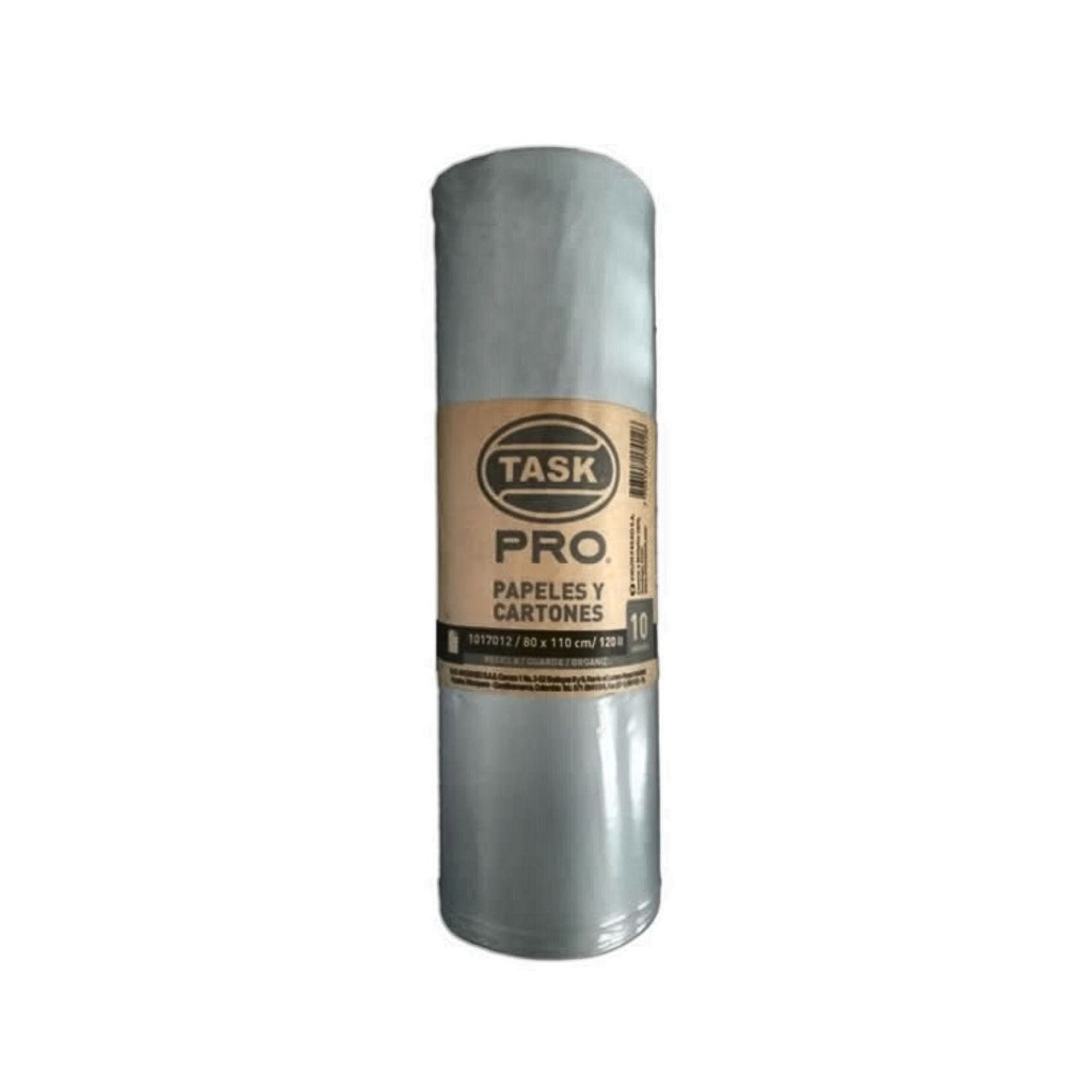BOLSA DE BASURA GRIS TASK PRO ROLLO 80 X 110  X 10 UDS RF_1017056