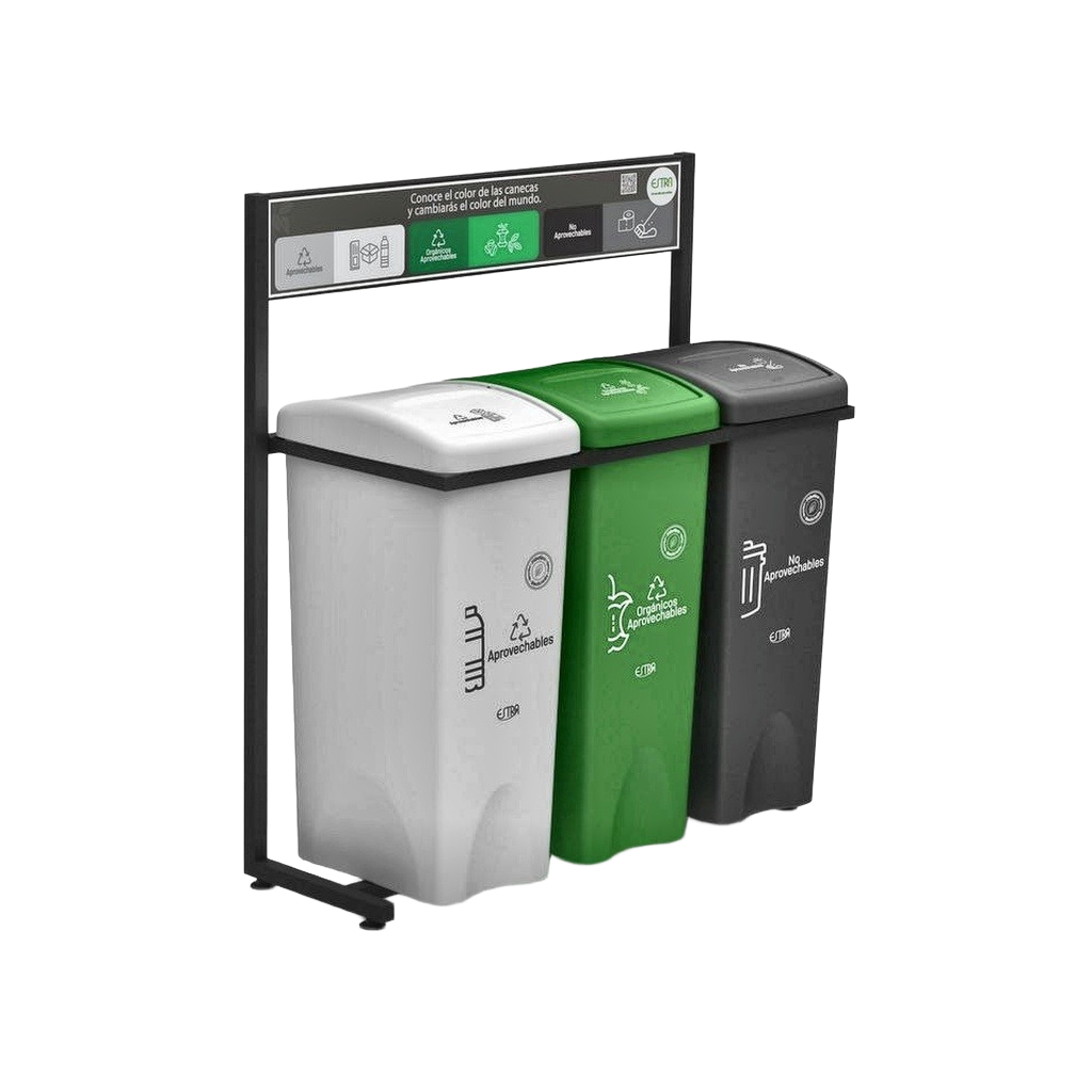 PUNTO ECOLOGICO 3 PUESTOS 53L 4-1008427_VIDRIO - NO REC - PLAST V3_EMP 1
