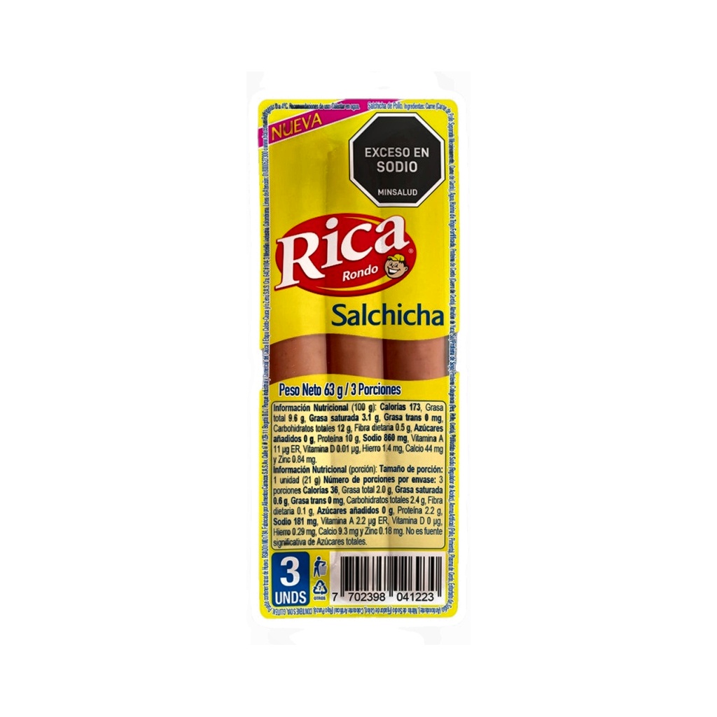 P &amp; C SNACKS SALCHICHA X 3 UNIDAD