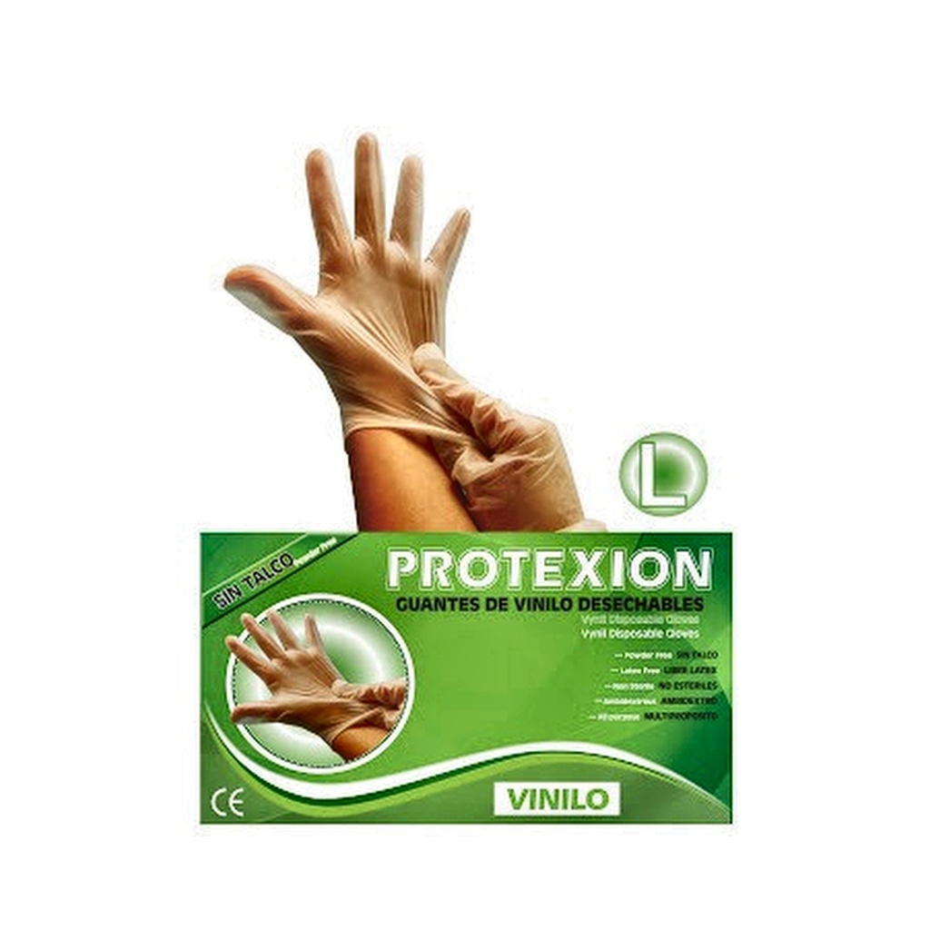 GUANTES DE VINILO PROTEXION TALLA L 00EXA229 DISP X100UNDS