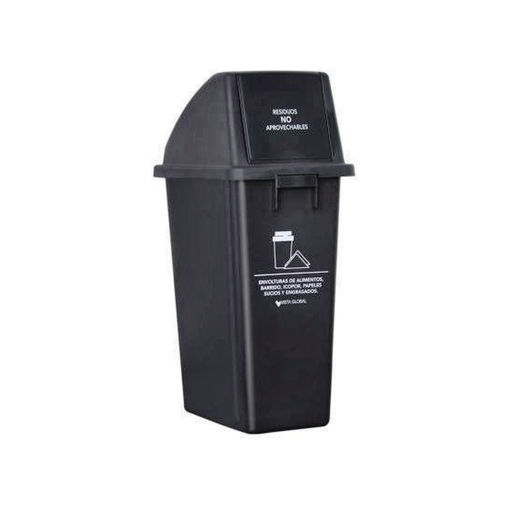 PAPELERA DE VAIVEN DE 60 LITROS RESIDUOS NO APROV NEGRA VGTC607-41