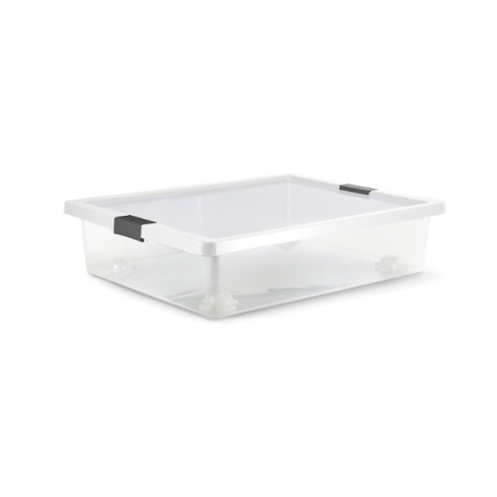 CAJA ORGANIZADORA CON BROCHES Y RUEDAS BAJO CAMA 28 LTS GRIS 4-1040512_EMP 6