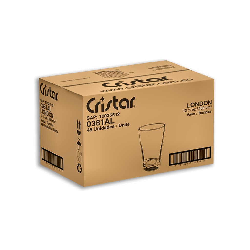 VASO BEBIDAS LONDON LISO 0383AL CJ X 48UND