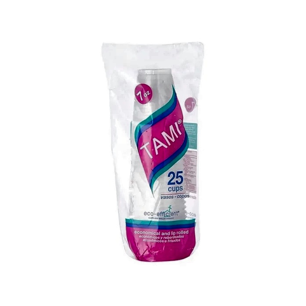 VASOS 7 OZ TRANSP TAMI RLL X 25UND