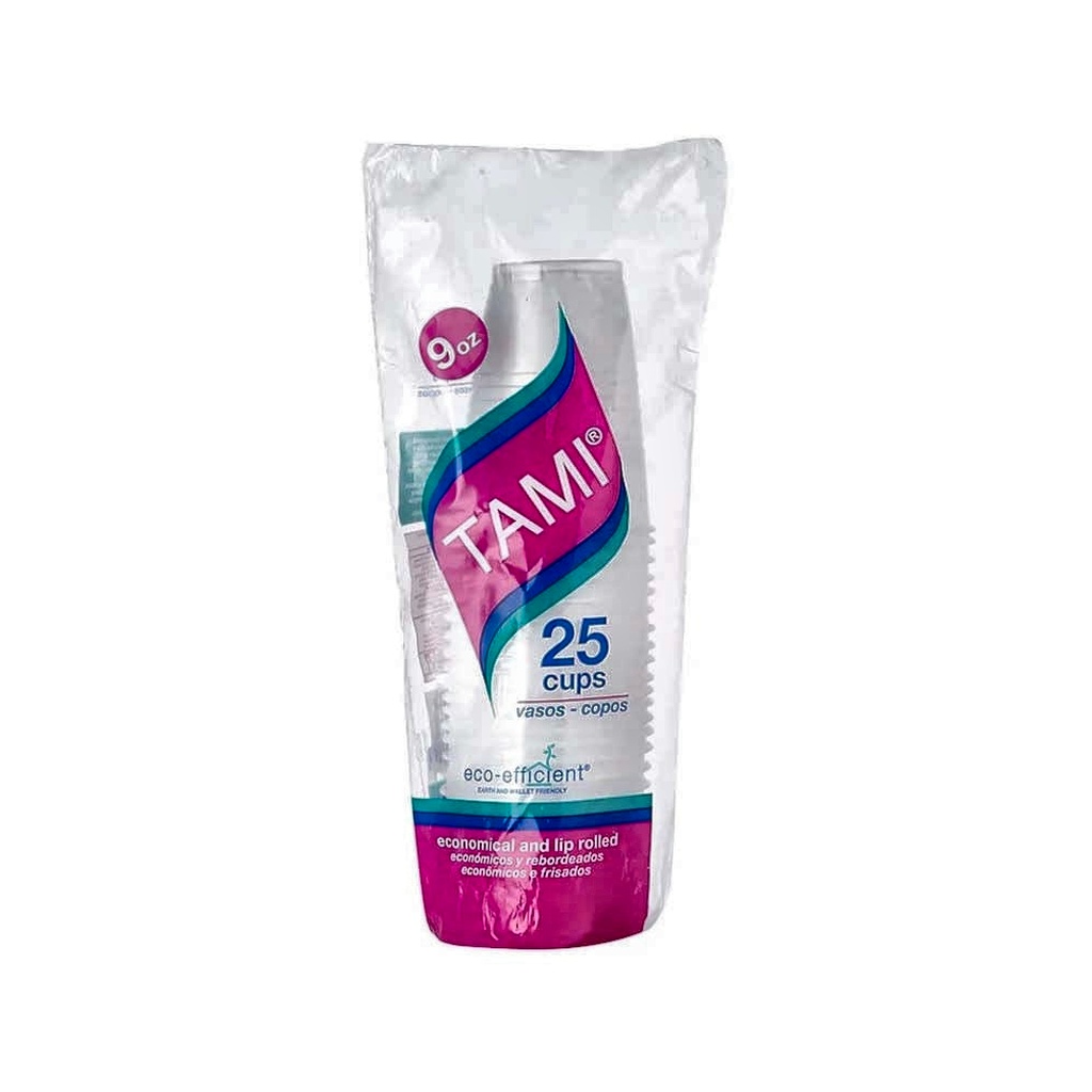 VASOS 9 OZ TRANSP TAMI RLL X 25UND