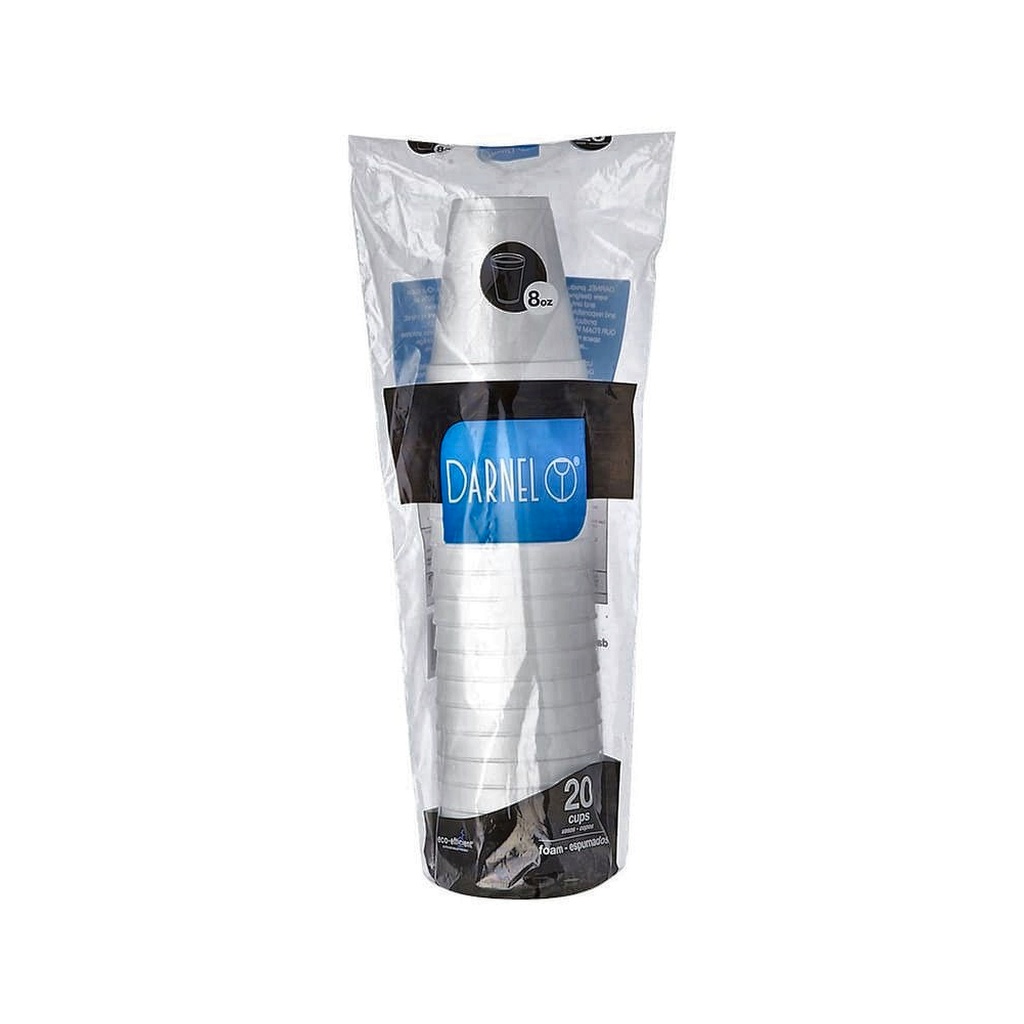 VASO 8 OZ CON TAPA PLASTICA DARNEL DIS X 20UND