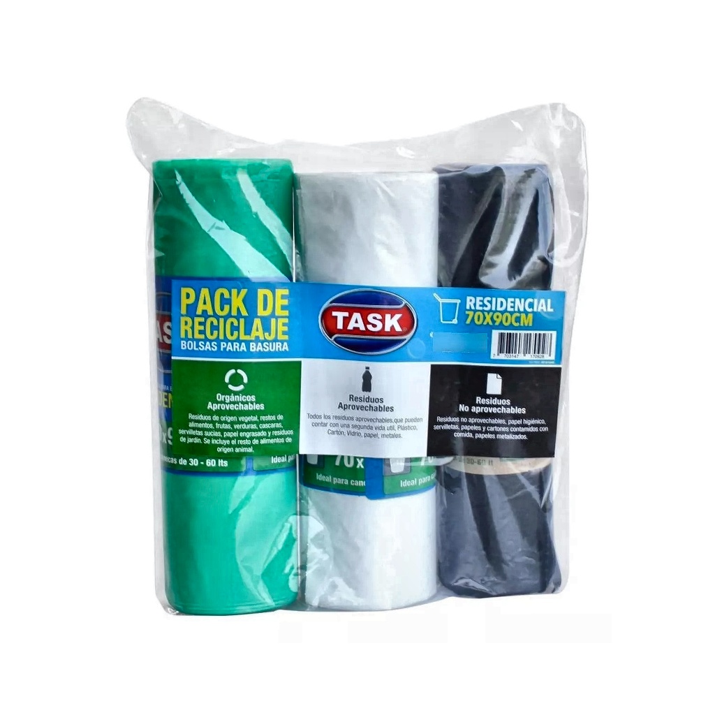 PACK BOLSA DE BASURA TASK 3 COLORES 70 X 90 CMS X 30 UNDS RF_1017092/1017285/1017092