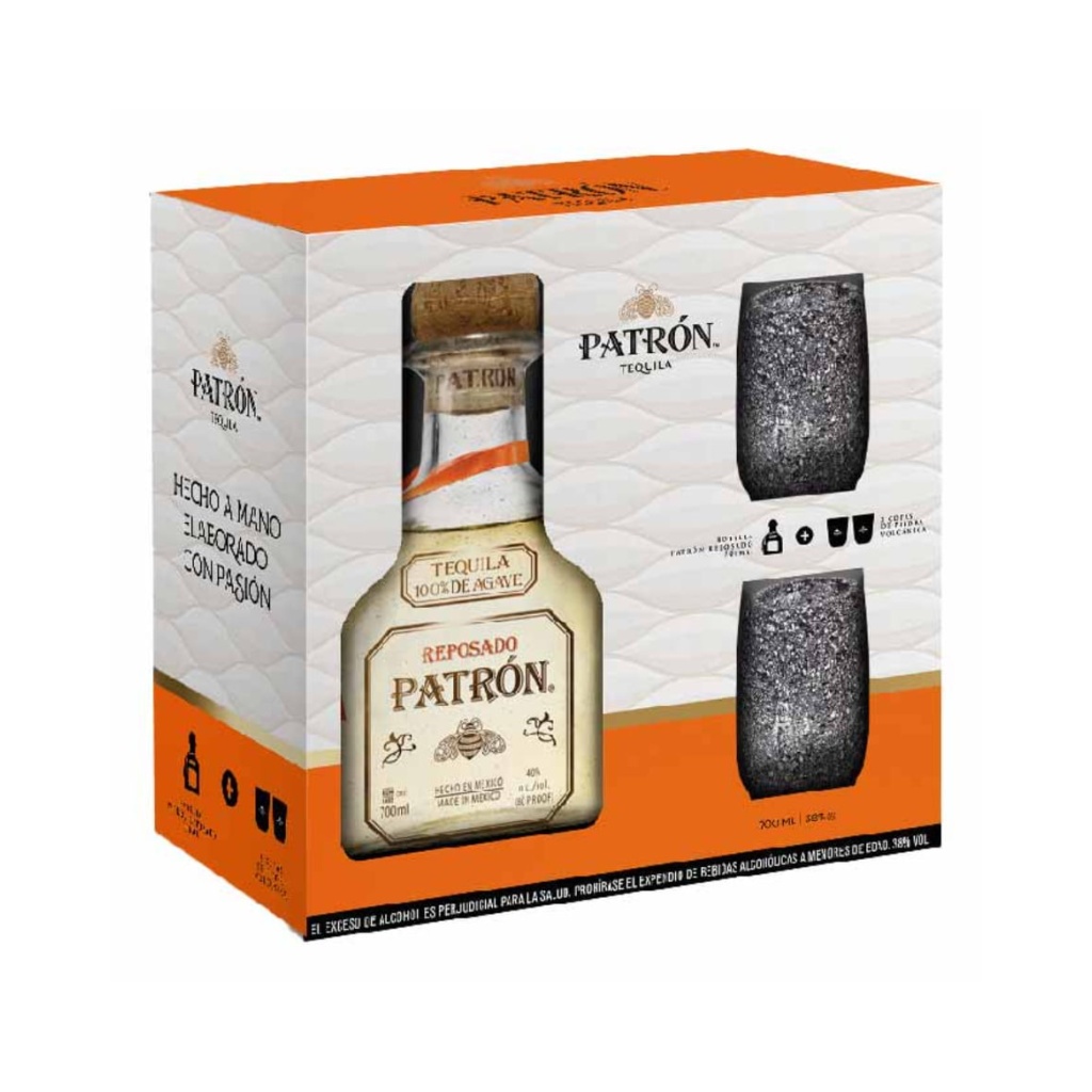TEQUILA PATRON REPOSADO x 700 cc + 2 SHOTS PIEDRA