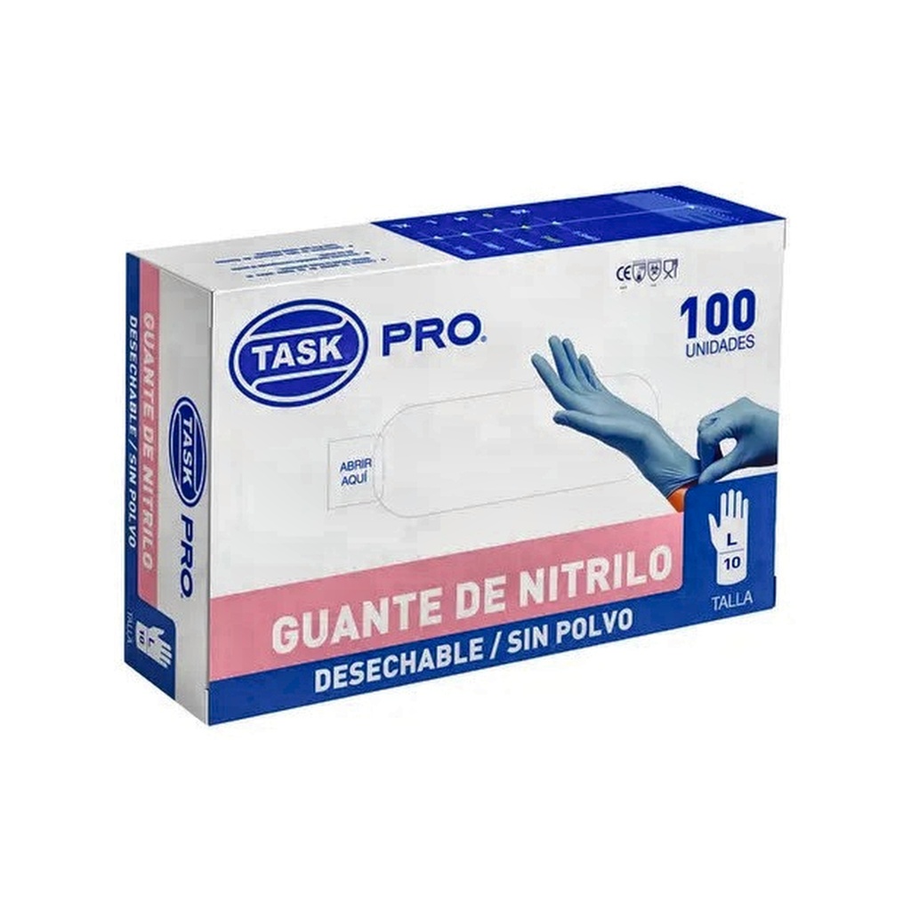 GUANTES DESECHABLES TASK PRO NITRILO SIN POLVOAZUL L - RF_1330082