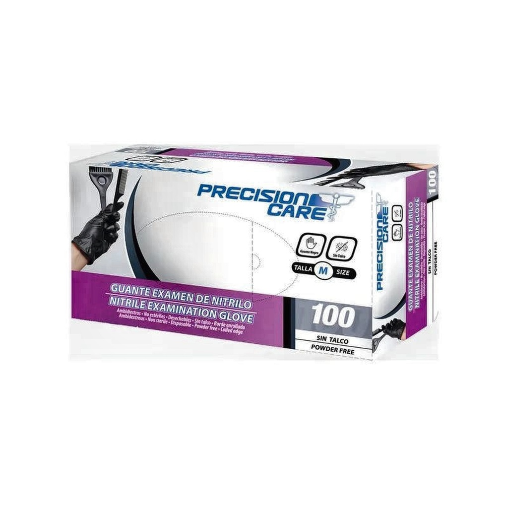 GUANTE EXAMEN PRECISION NITRILO NEGRO T-S 414000129  DISP x 100 UND