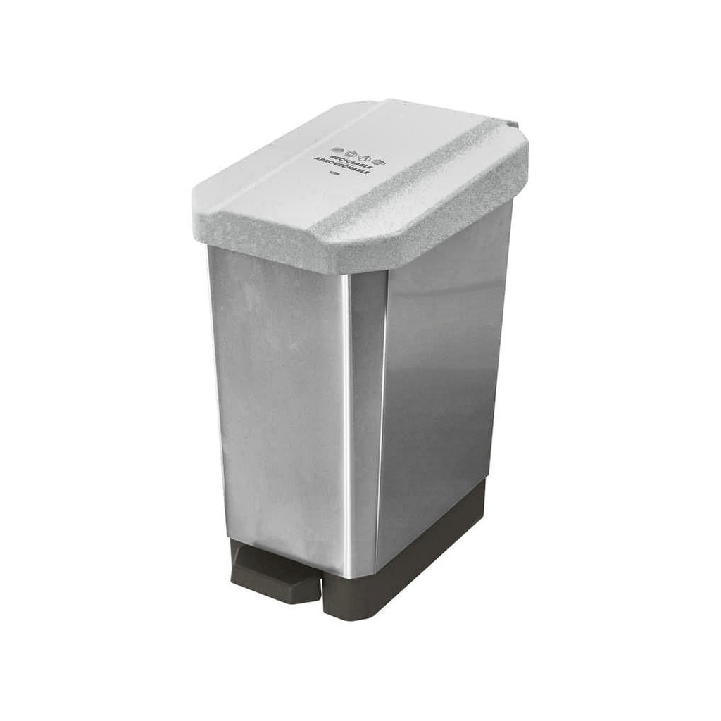 CANECA-PAPELERA ESCOBINS PEDAL /44L/BLANCO- RECICLABLE  APROVECHABLE- IML METALIZADO// 4-1042710_EMP 2