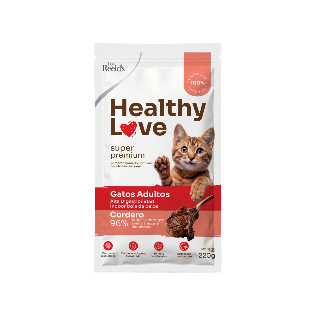 HEALTHY LOVE GATOS ADULTOS SABOR CORDEROPTN75 BOL X 220 GR