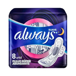 [2410011] TOALLA FEM SUAVE AC NOCTURNA CON ALAS PAQ X 34UND