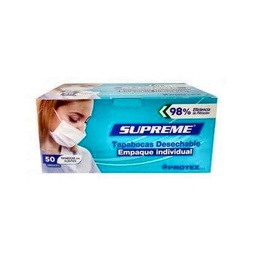 [2280019] TAPABOCAS DESECHABLE ELASTICO AZUL SUPREME 00MFEASU CJ X 50UND
